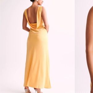 MESHKI Nadia Maxi Satin Dress with Cowl Back - Lemon